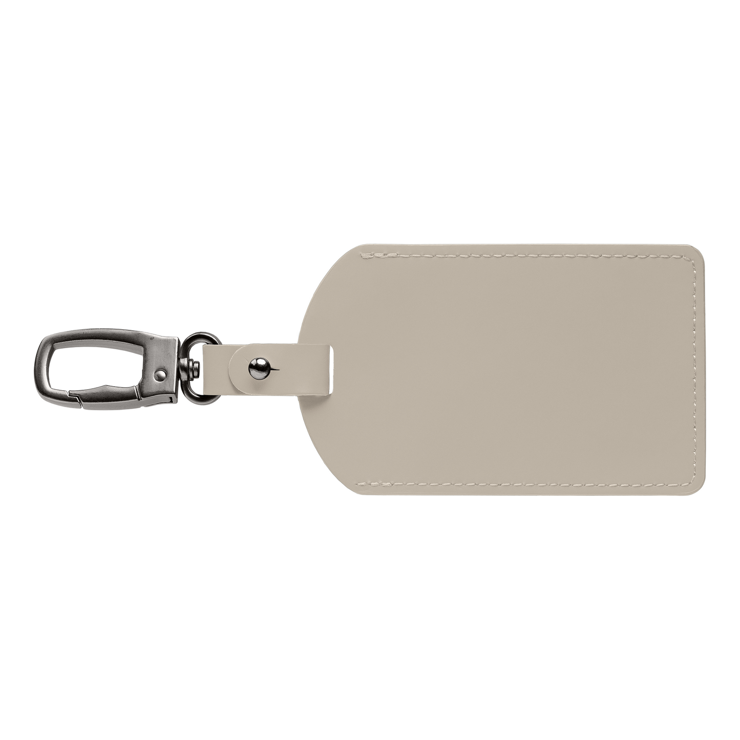 Malmö Recycled Metal Carabiner Luggage Tag promotional travel accessory in dune warm grey printed with your company logo