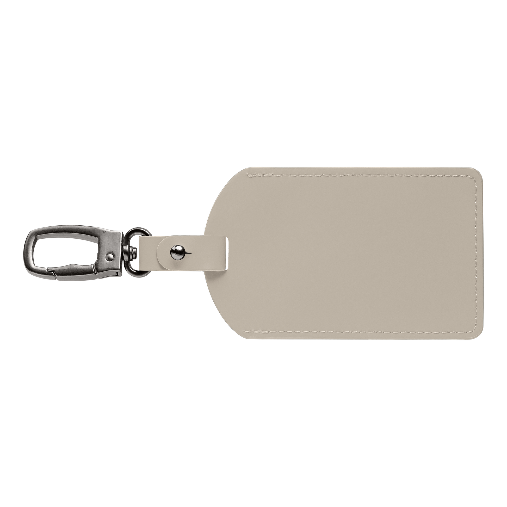 Malmö Recycled Metal Carabiner Luggage Tag promotional travel accessory in dune warm grey printed with your company logo