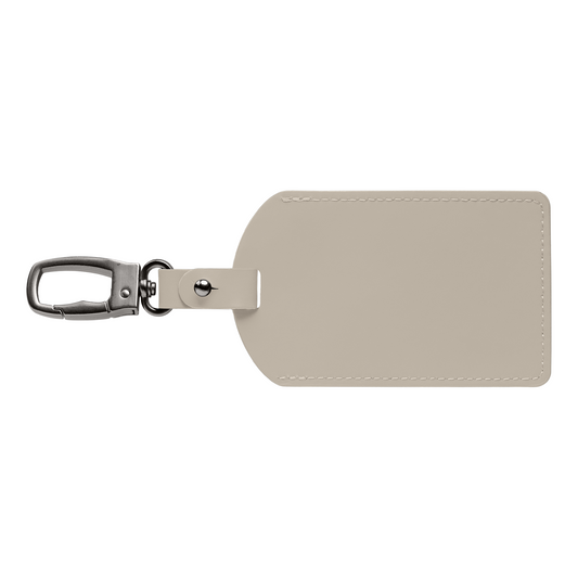 Malmö Recycled Metal Carabiner Luggage Tag promotional travel accessory in dune warm grey printed with your company logo