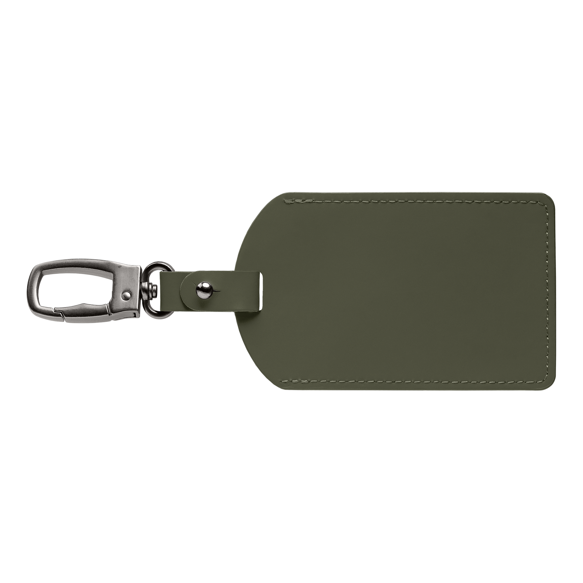 Malmö Recycled Metal Carabiner Luggage Tag promotional travel accessory in forest green printed with your company logo