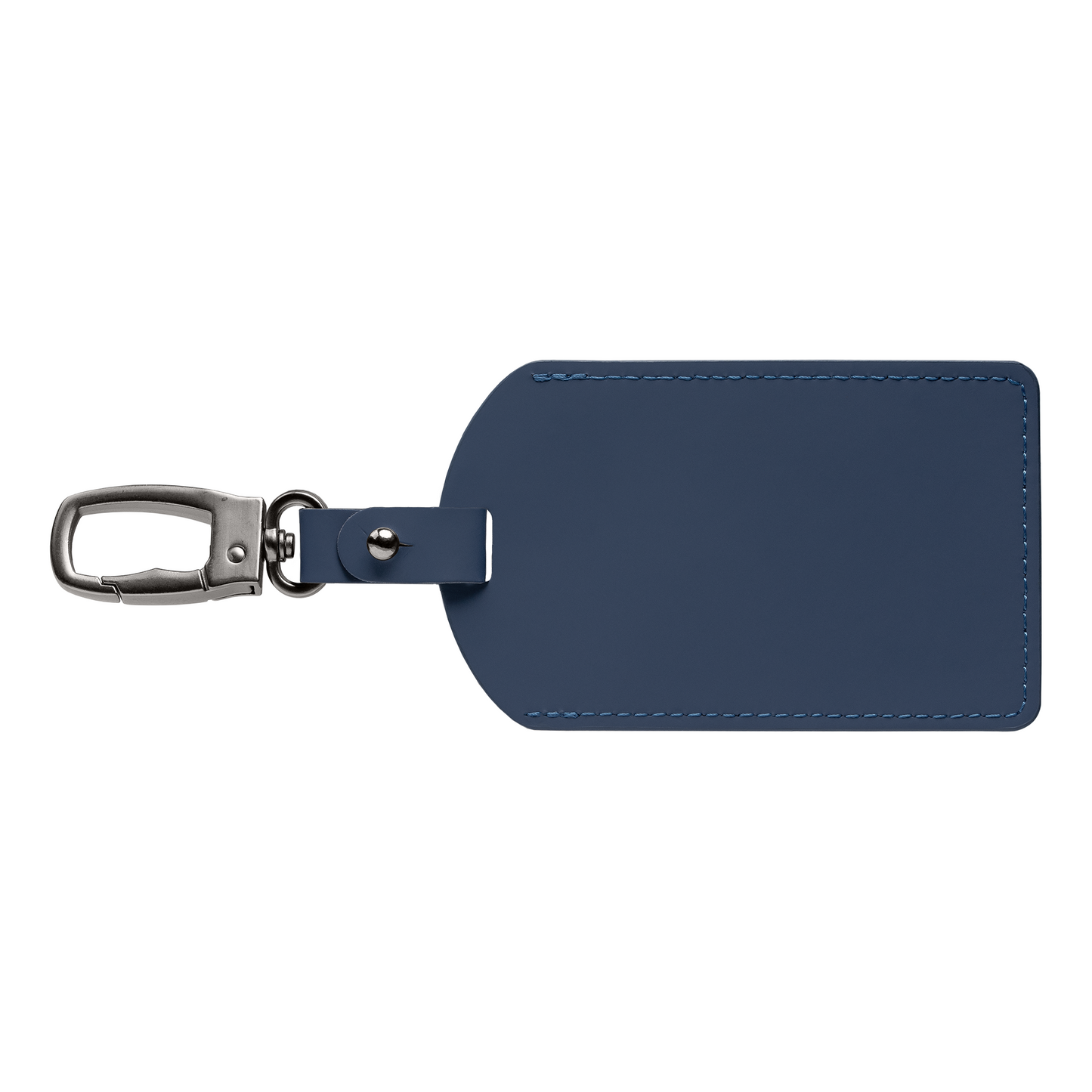 Malmö Recycled Metal Carabiner Luggage Tag promotional travel accessory in navy blue printed with your company logo