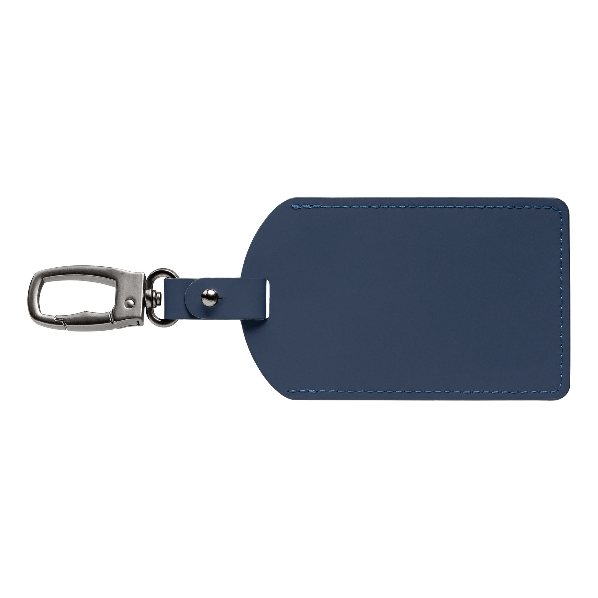 Malmö Recycled Metal Carabiner Luggage Tag promotional travel accessory in navy blue printed with your company logo