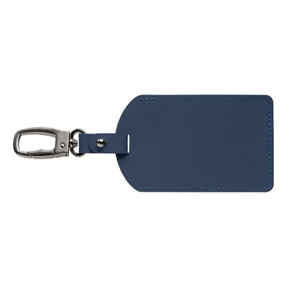 Malmö Recycled Metal Carabiner Luggage Tag promotional travel accessory in navy blue printed with your company logo