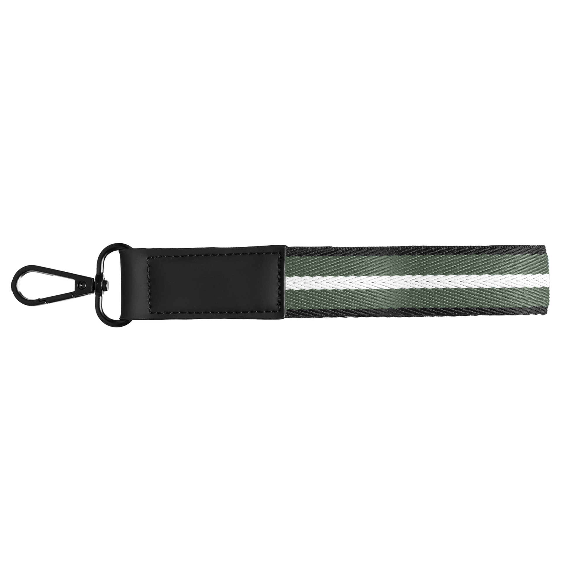 Newport rPET Woven Chevron Snap Trigger Keychain promotional event giveaway in forest green printed with your company logo