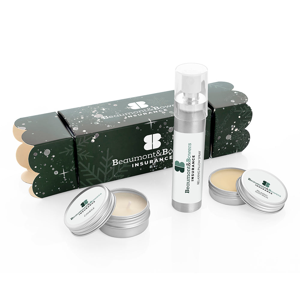 Entspannendes Weihnachts-Cracker-Geschenkset | Wellness-Geschenke mit Markenlogo