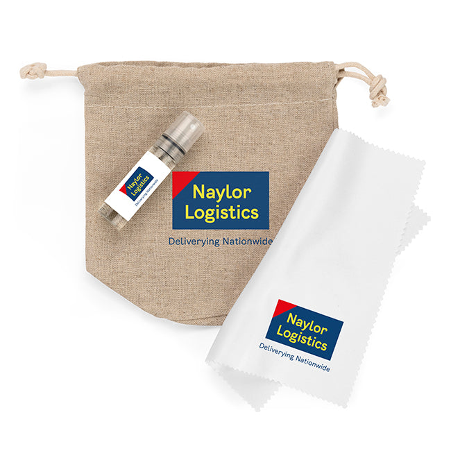 Kit de nettoyage pour lunettes et écrans dans un sac en chanvre (8 ml) | Cadeaux bien-être de marque