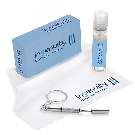 Kit per la pulizia di occhiali e schermo da 3 pezzi in una scatola stampata | Regali benessere firmati