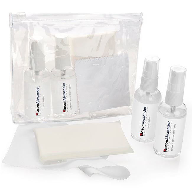 Kit per la pulizia del lavoro personale in una borsa in PVC trasparente | Regali benessere firmati