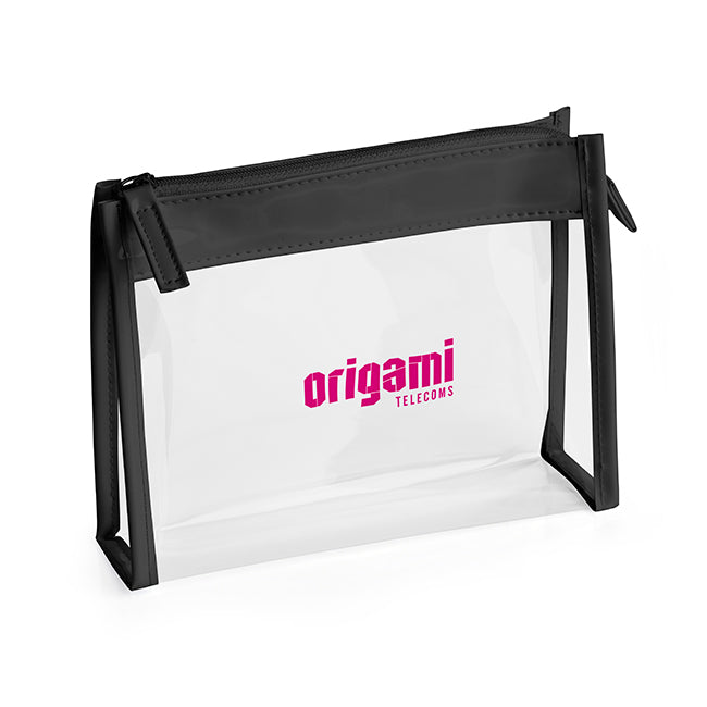 Borsa in PVC trasparente con finiture nere e cerniera | Regali benessere firmati