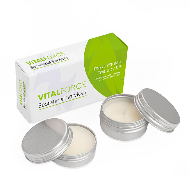 2-teiliges De-Stress-/Entspannungstherapie-Set | Wellness-Geschenke mit Markenlogo