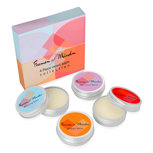 4-teilige Stimmungsbalsam-Kollektion in einer bedruckten Box | Wellness-Geschenke mit Markenlogo