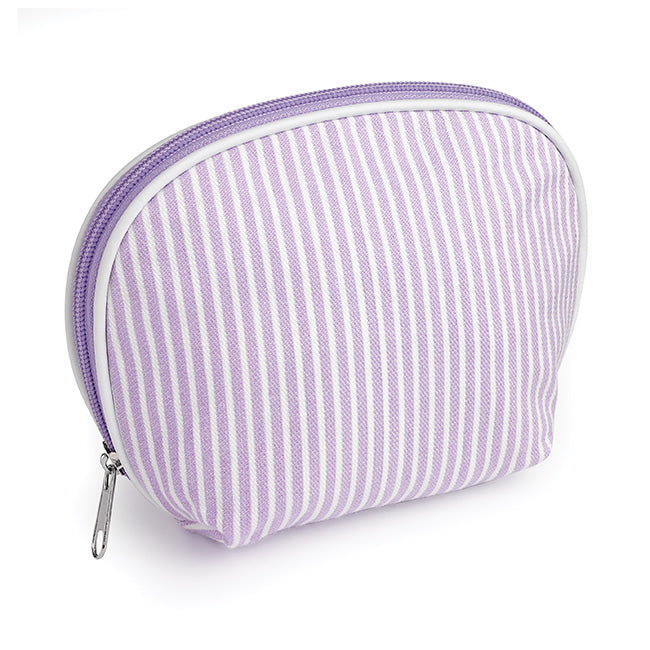 Borsa da toilette lilla con finitura in tela a righe | Regali benessere firmati