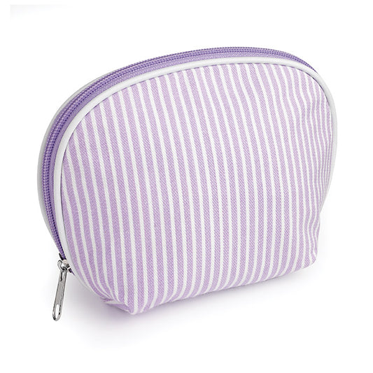 Borsa da toilette lilla con finitura in tela a righe | Regali benessere firmati