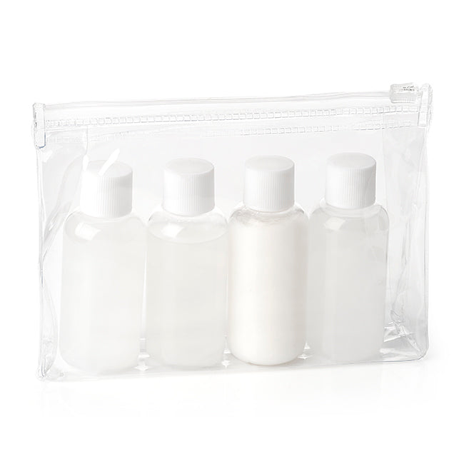 Set regalo da toilette da viaggio in bianco in una borsa in PVC | Regali benessere firmati