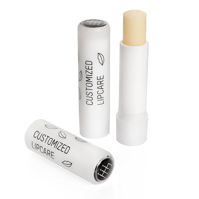 Balsamo per labbra stick con etichetta bombata | Regali benessere firmati
