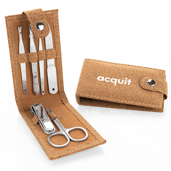 6 Piece Manicure Set in a Cork Pocket Case | Branded wellness gifts