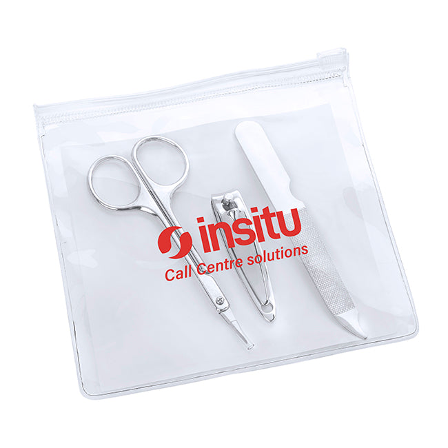 3 Piece Silver Coloured Nail Care Manicure Set | Branded wellness gifts