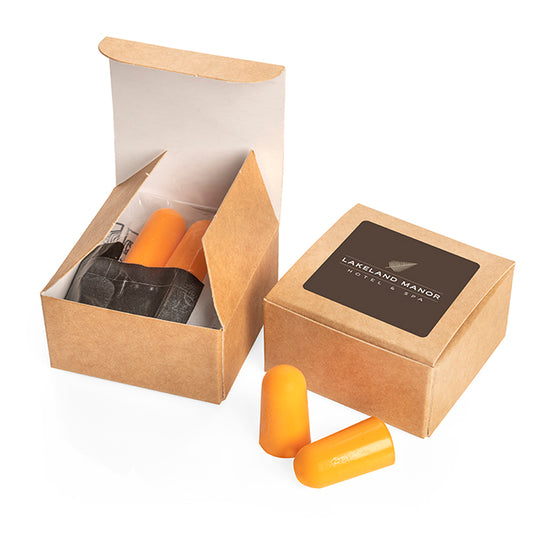 Paar Ohrstöpsel in einer Box | Wellness-Geschenke mit Markenlogo