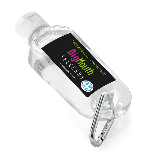 Disinfettante antibatterico per le mani su moschettone (50 ml) | Regali benessere firmati