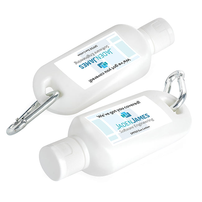 Lozione solare SPF50 su moschettone (50 ml) | Regali benessere firmati