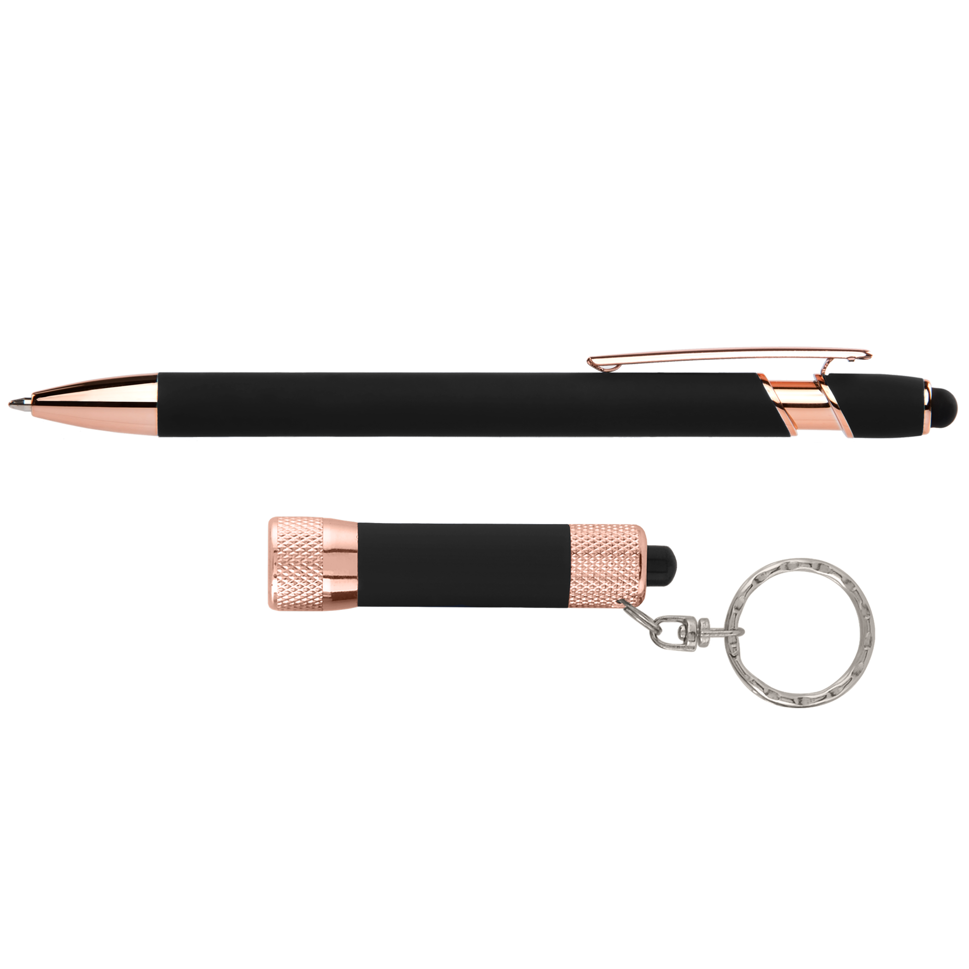 Prince Softy Rose Gold Gift Set with Window Box promotional pen in black printed with your company logo