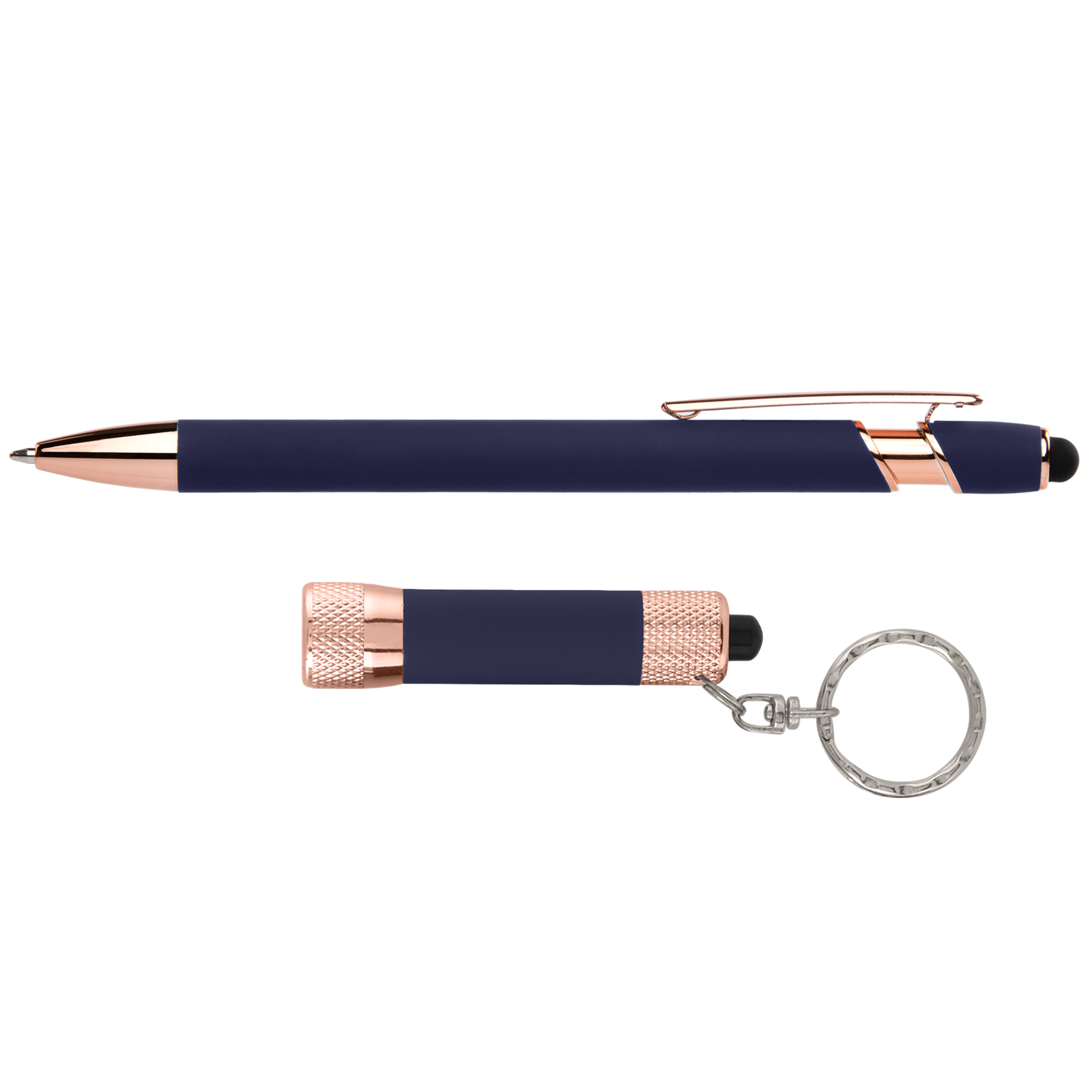 Prince Softy Rose Gold Gift Set with Window Box promotional pen in blue printed with your company logo
