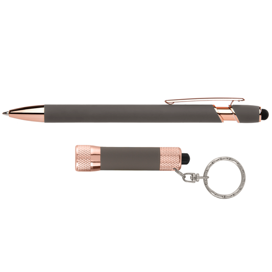 Prince Softy Rose Gold Gift Set with Window Box promotional pen in taupe printed with your company logo