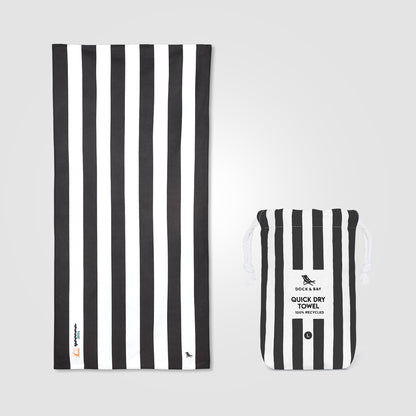Dock & Bay© Quick Dry Towel promotional towel in black printed with your company logo