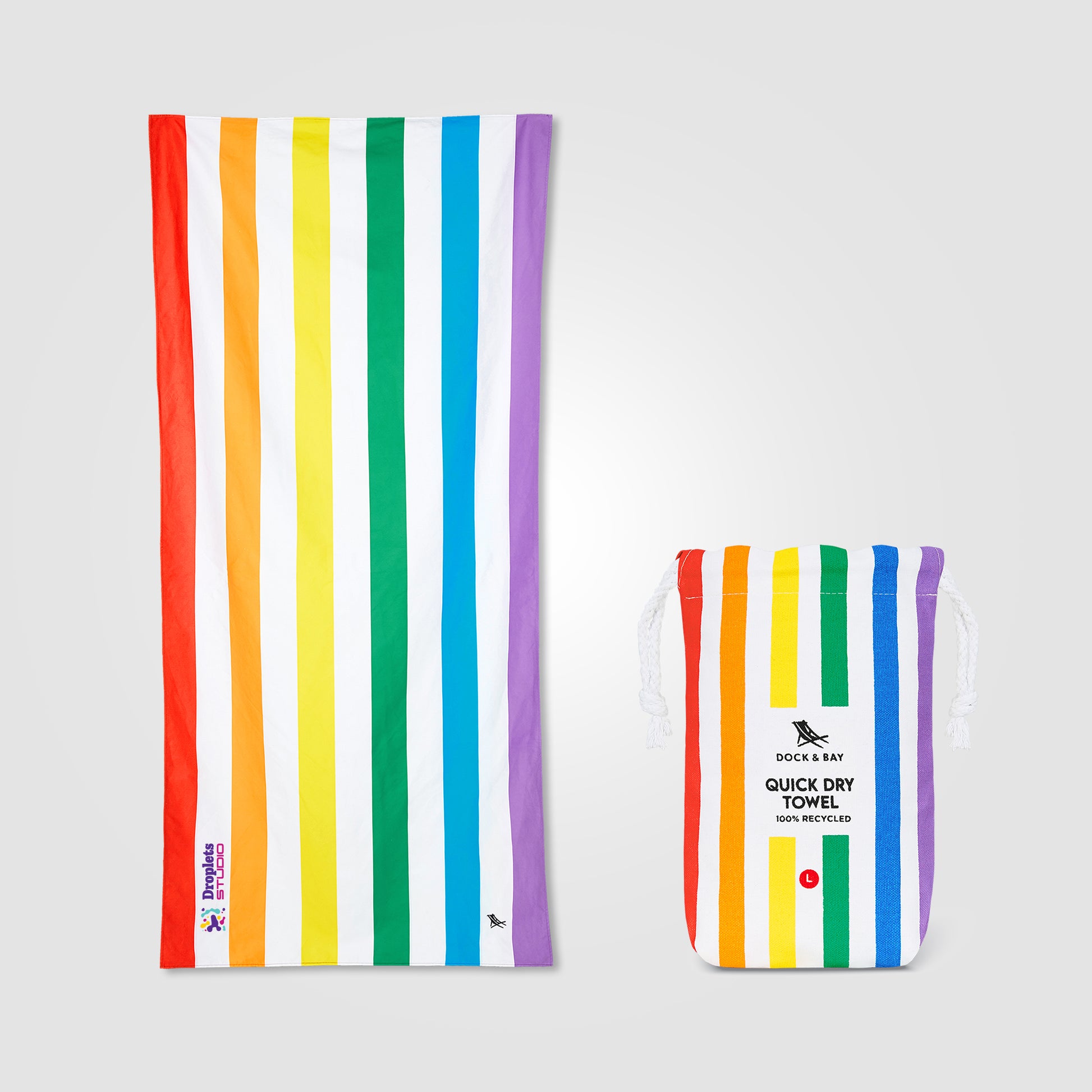 Dock & Bay© Quick Dry Towel promotional towel in rainbow printed with your company logo
