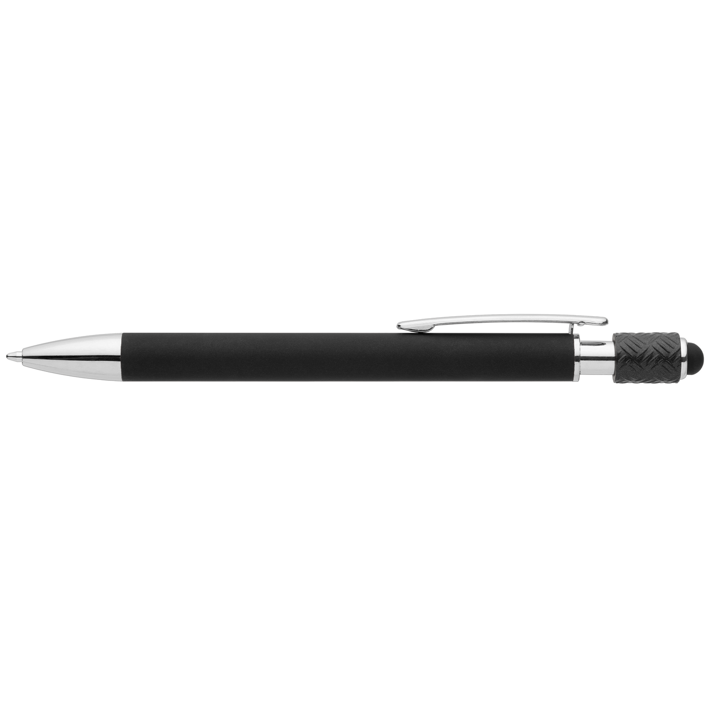 Wave Aluminium Spinner Stylus Pen promotional pen in black laser engraved with your company logo
