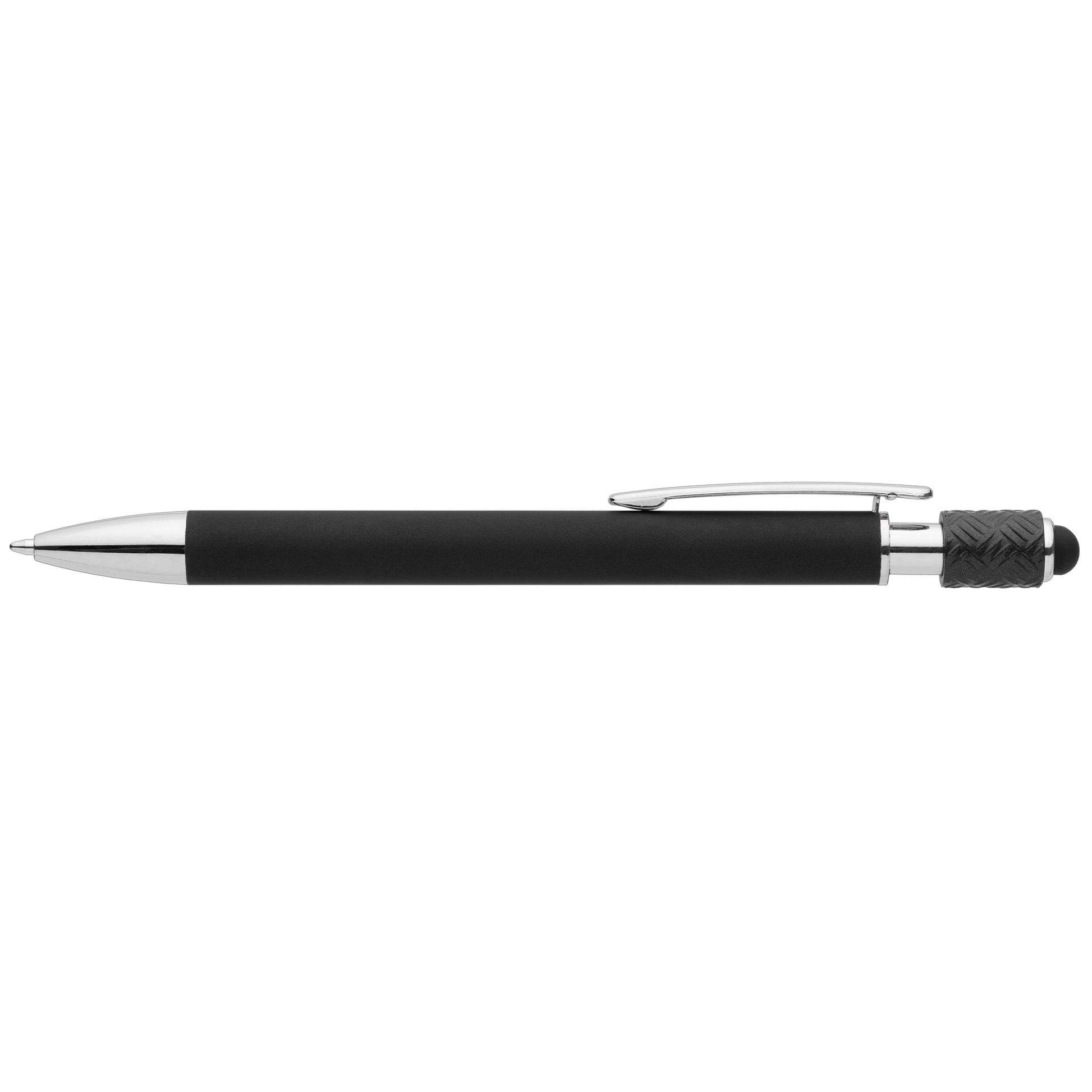 Wave Aluminium Spinner Stylus Pen promotional pen in black laser engraved with your company logo