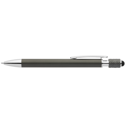 Wave Aluminium Spinner Stylus Pen promotional pen in gunmetal laser engraved with your company logo