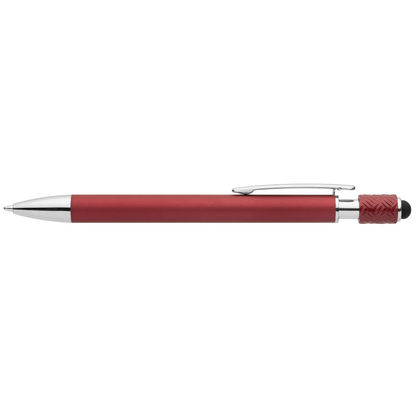 Wave Aluminium Spinner Stylus Pen promotional pen in burgundy laser engraved with your company logo