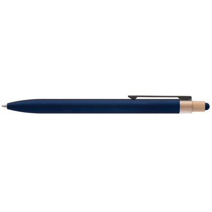 Reborn Recycled Aluminium Stylus Pen promotional pen in navy blue laser engraved with your company logo