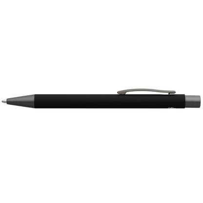 Bowie Recycled Aluminium Softy Pen promotional pen in black laser engraved with your company logo