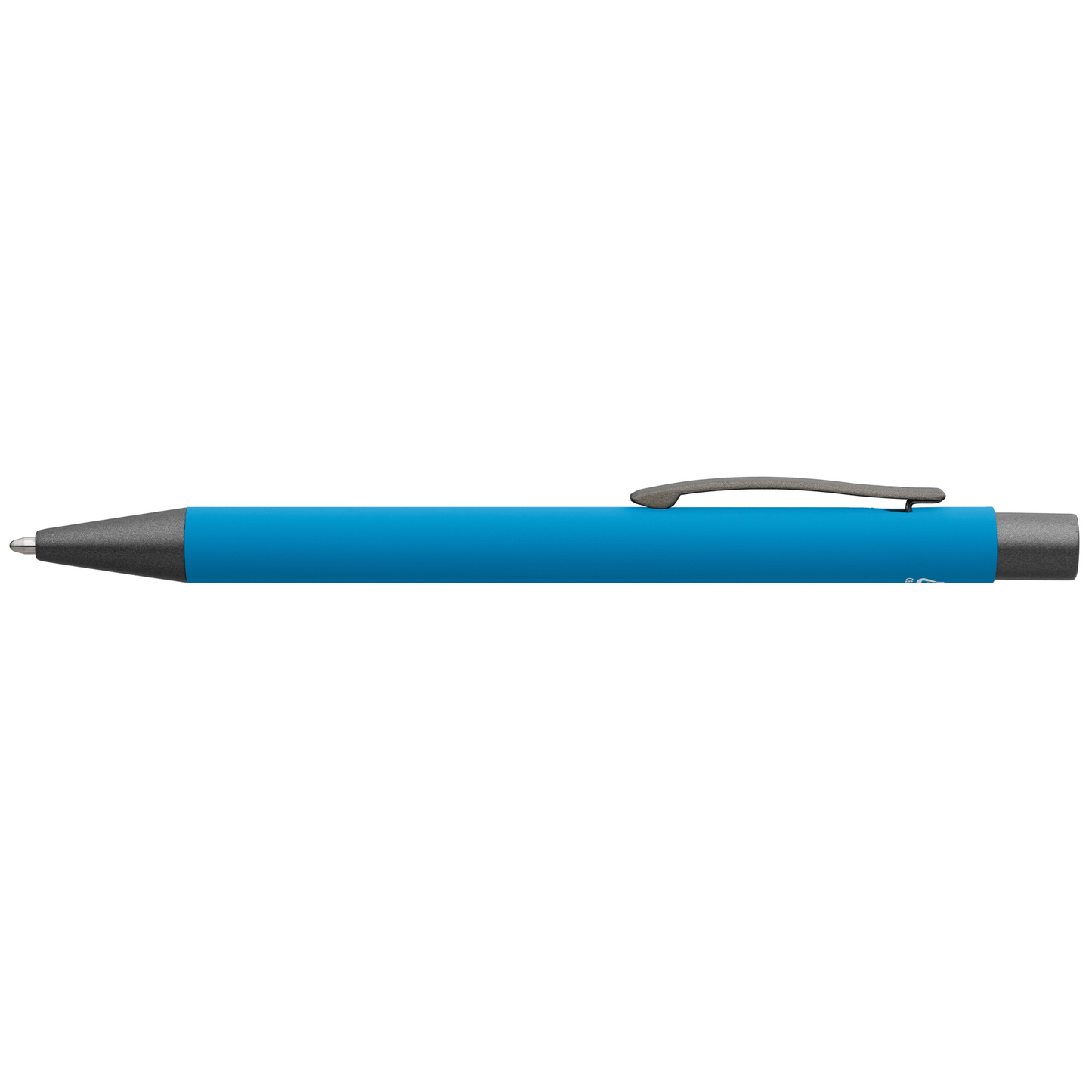 Bowie Recycled Aluminium Softy Pen promotional pen in light blue laser engraved with your company logo