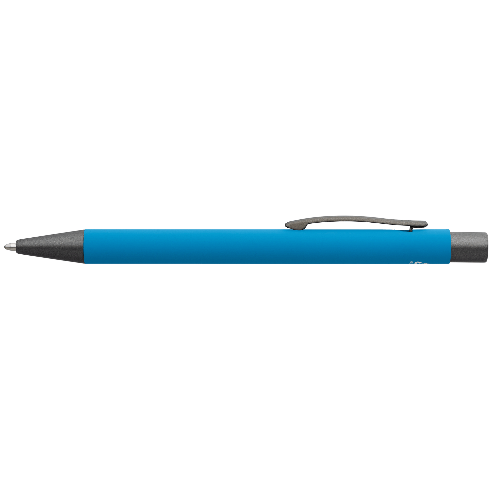 Bowie Recycled Aluminium Softy Pen promotional pen in light blue laser engraved with your company logo