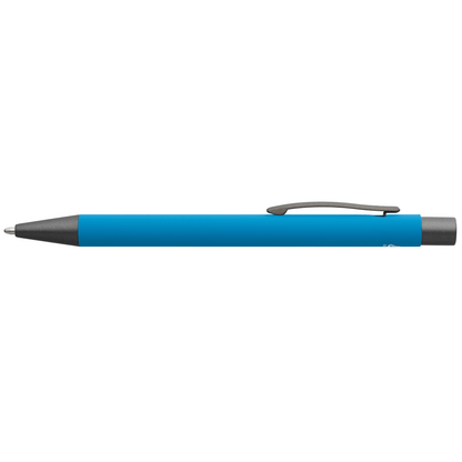 Bowie Recycled Aluminium Softy Pen promotional pen in light blue laser engraved with your company logo