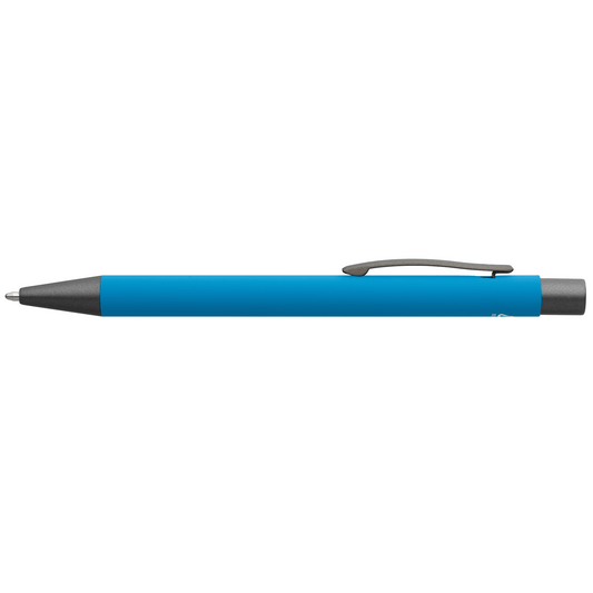 Bowie Recycled Aluminium Softy Pen promotional pen in light blue laser engraved with your company logo