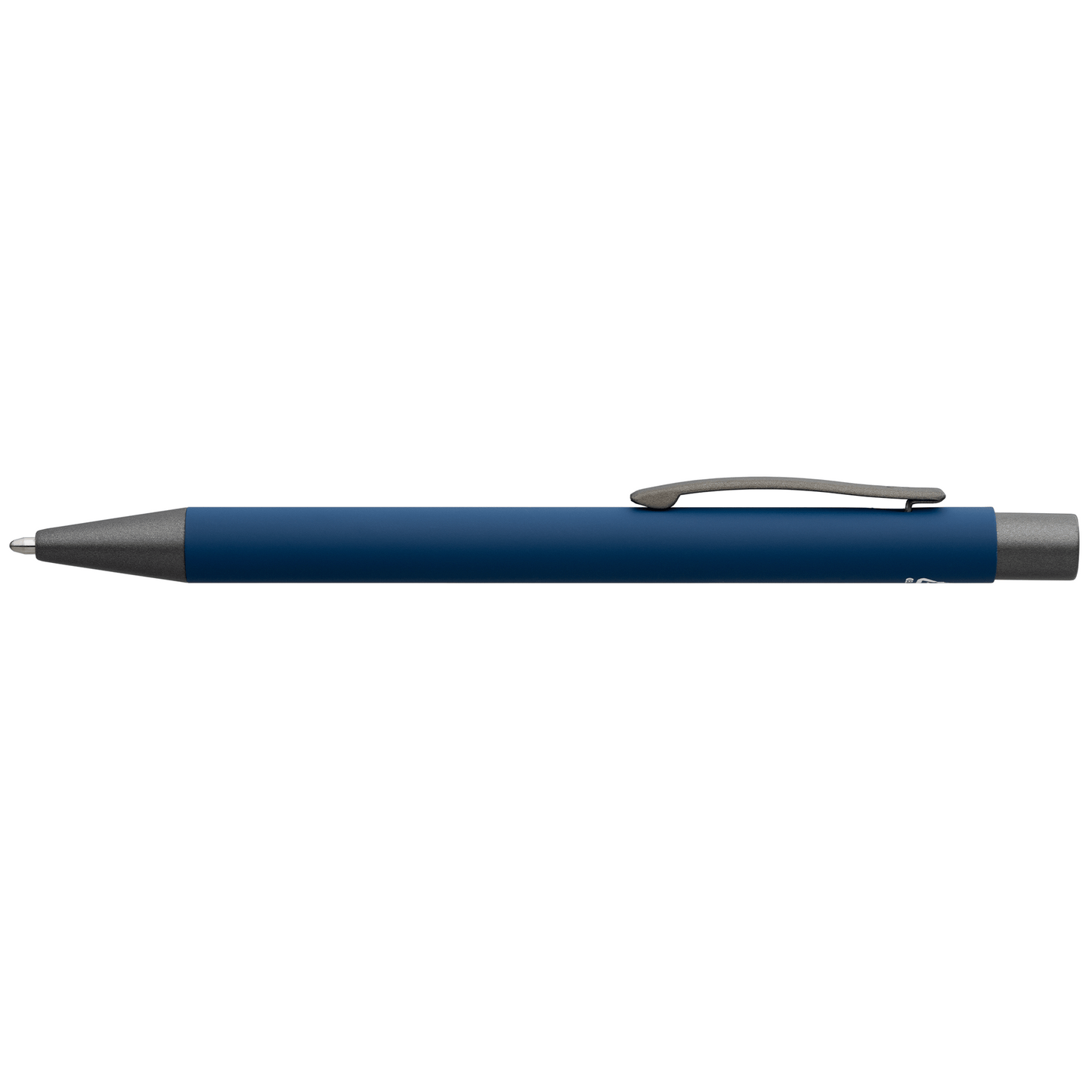 Bowie Recycled Aluminium Softy Pen promotional pen in navy blue laser engraved with your company logo