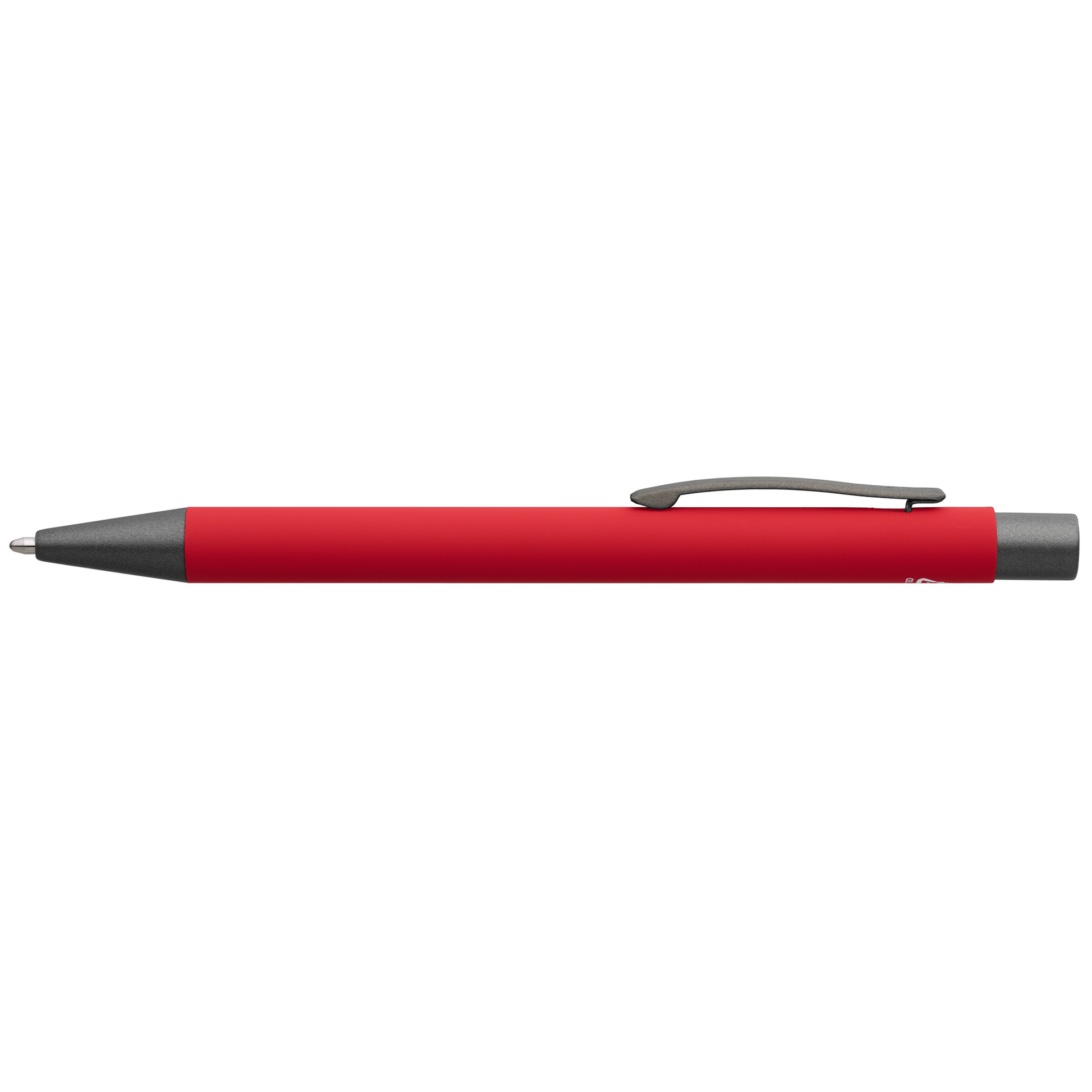Bowie Recycled Aluminium Softy Pen promotional pen in red laser engraved with your company logo