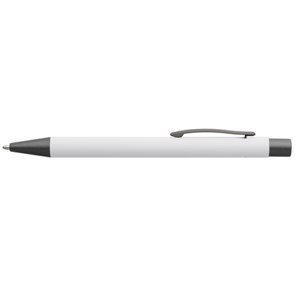 Bowie Recycled Aluminium Softy Pen promotional pen in white laser engraved with your company logo