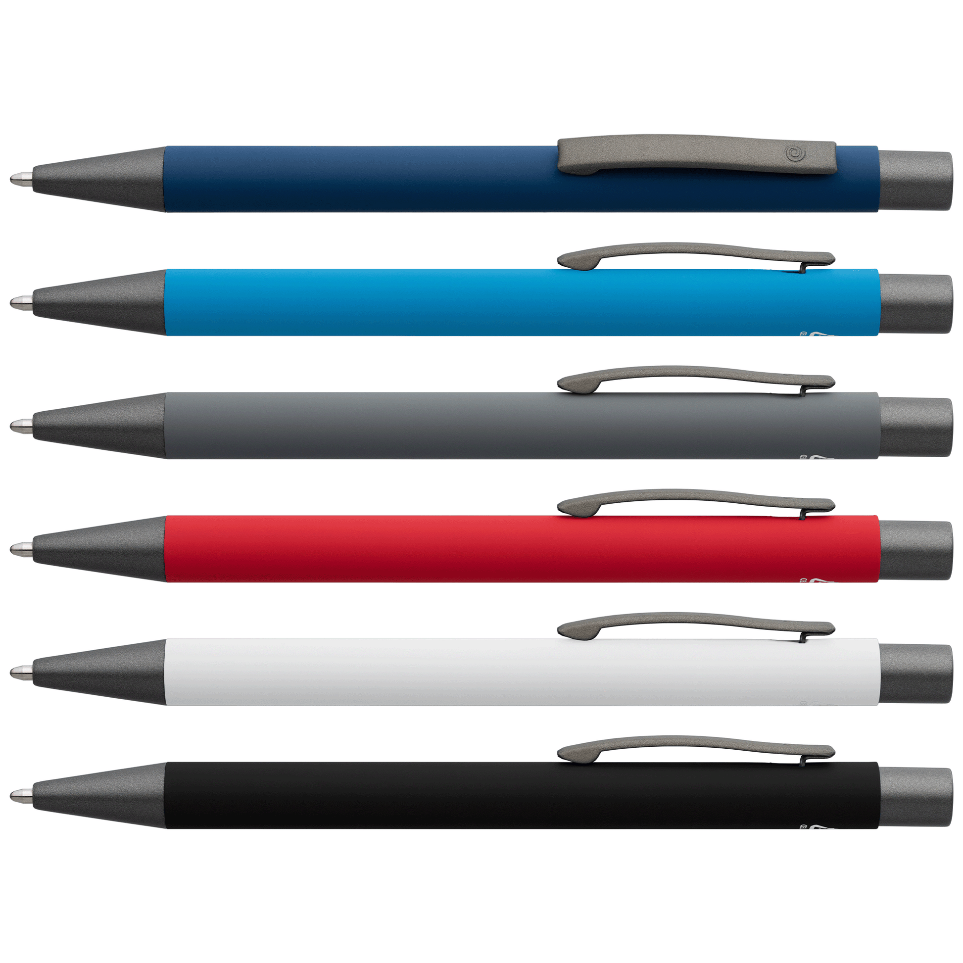 Bowie Recycled Aluminium Softy Pen promotional pen in assorted colours laser engraved with your company logo