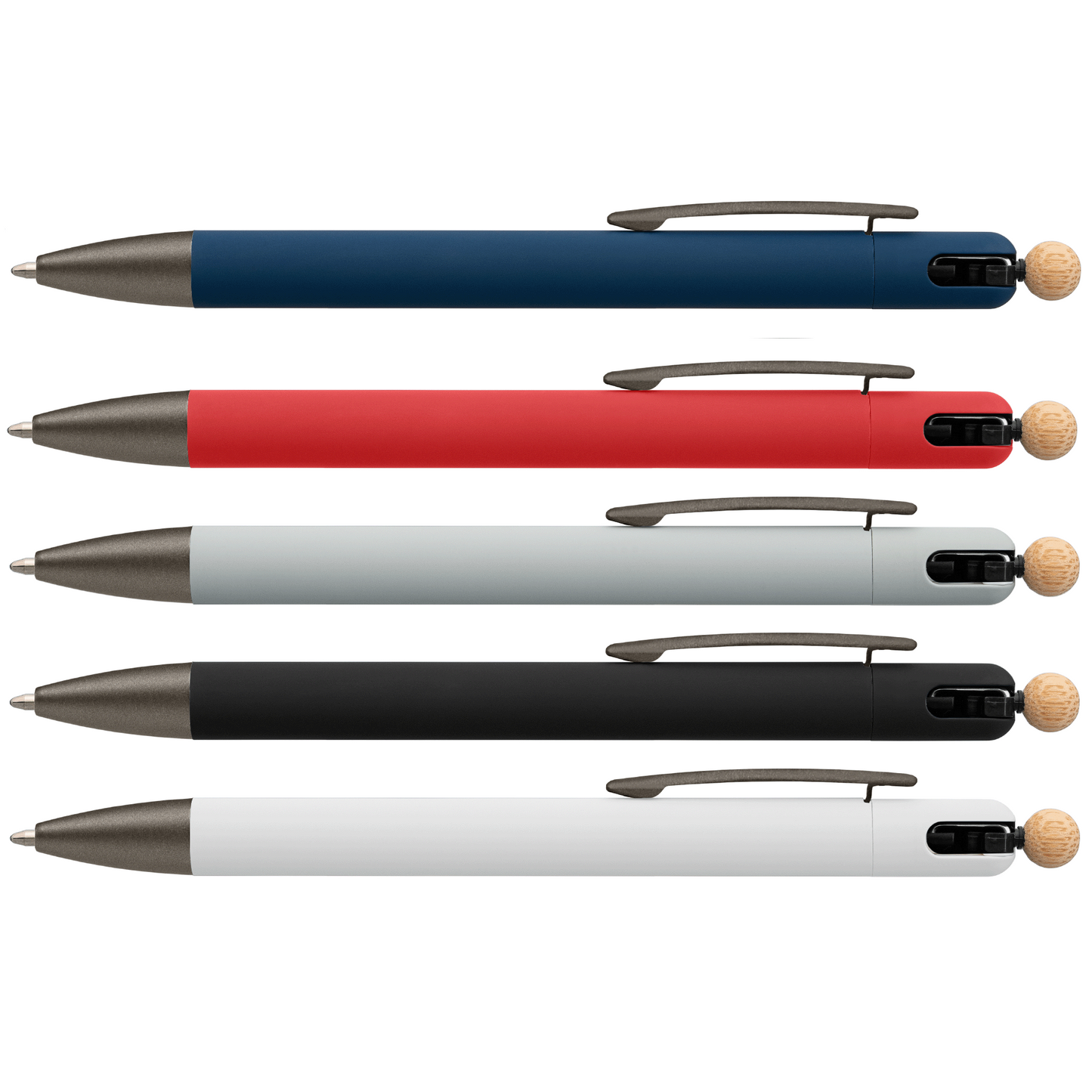 Osaka Recycled Aluminium Bamboo Accented Fidget Ball Pen promotional pen in assortment laser engraved with your company logo