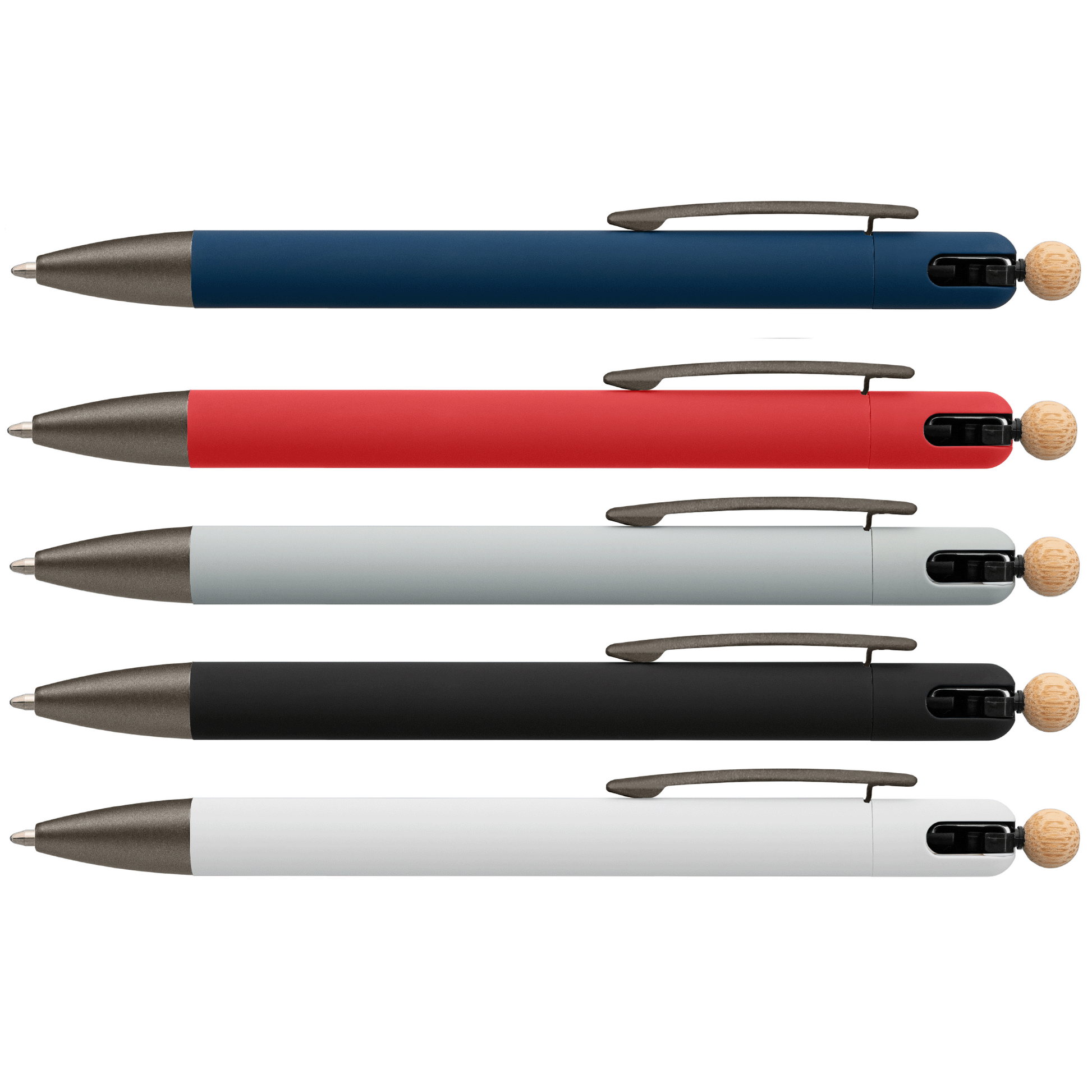 Osaka Recycled Aluminium Bamboo Accented Fidget Ball Pen promotional pen in assortment laser engraved with your company logo