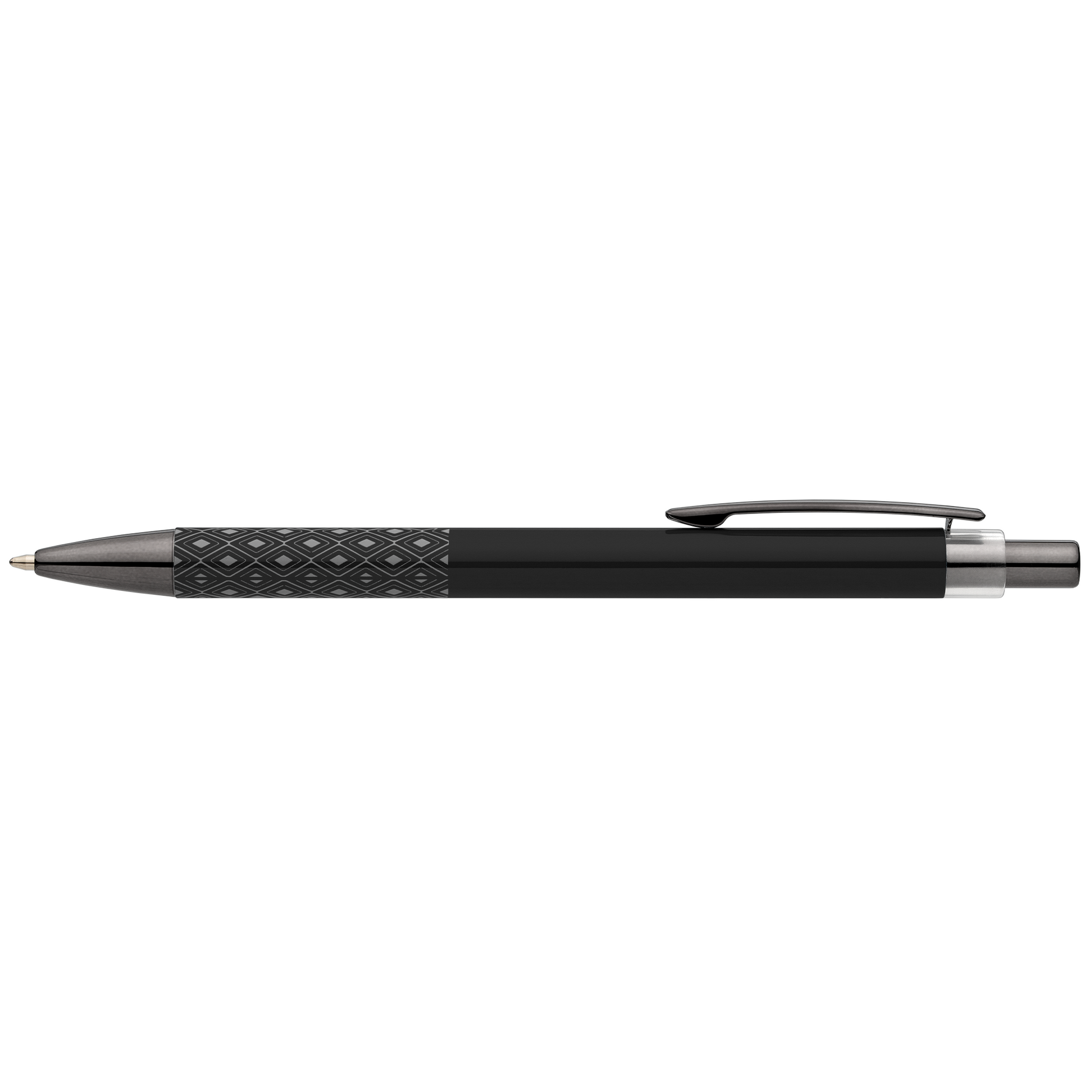 Norin Recycled Aluminium Printed Grip Pen promotional pen in black laser engraved with your company logo