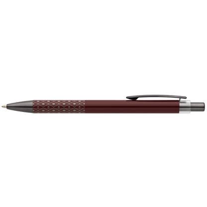 Norin Recycled Aluminium Printed Grip Pen promotional pen in burgundy laser engraved with your company logo