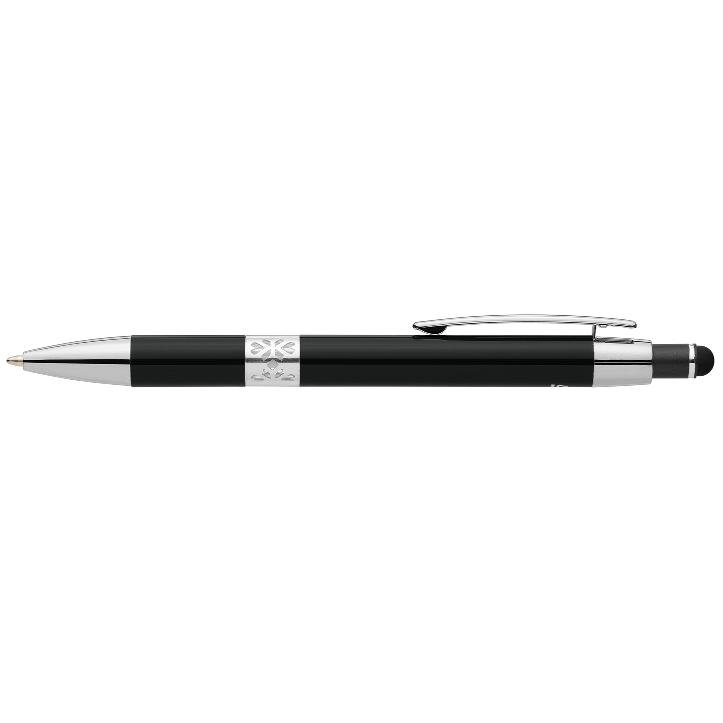 Adorn Recycled Aluminium Chrome Trim Stylus Pen promotional pen in red laser engraved with your company logo