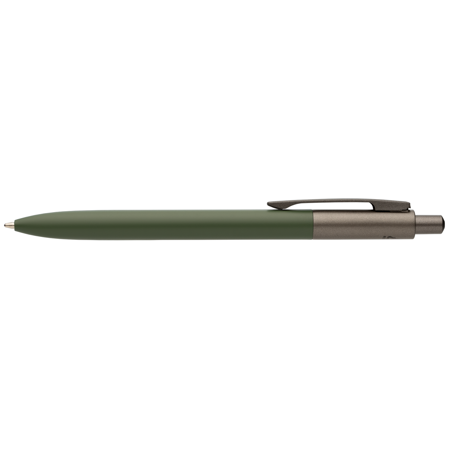 Koro Recycled Aluminium Gunmetal Trim Pen promotional pen in forest green laser engraved with your company logo