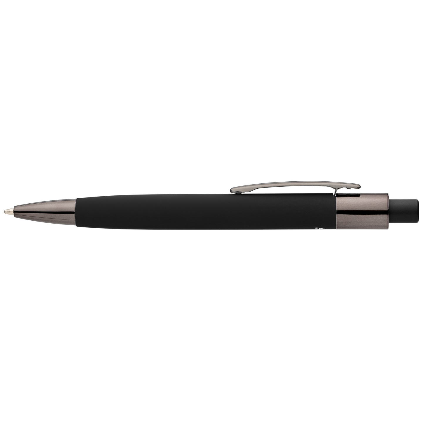 Malmö Recycled Aluminium Soft Touch Barrel Pen promotional pen in black laser engraved with your company logo